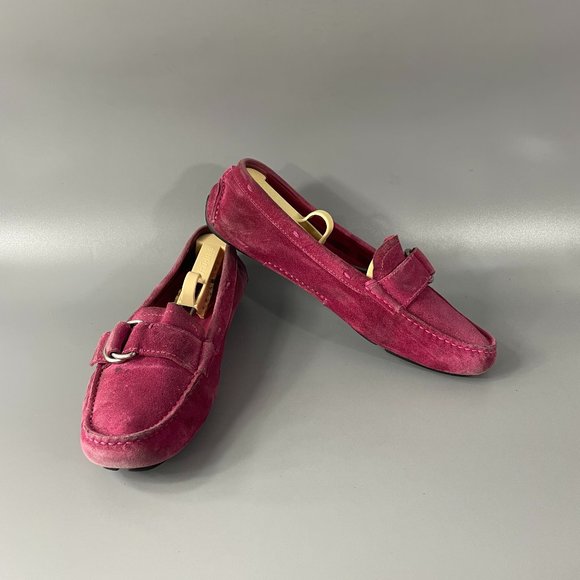 Prada Hot Pink Suede Loafers, Size 37 - Picture 1 of 15